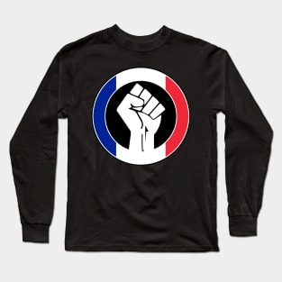 Black Lives Matter Fist Circled Flag France Long Sleeve T-Shirt